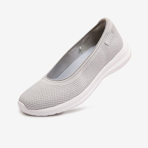 Giày búp bê nữ Bitis Embrace màu xám quai vải dệt Knit co giãn đế đúc IP siêu nhẹ BBW004100XAM chính hãng