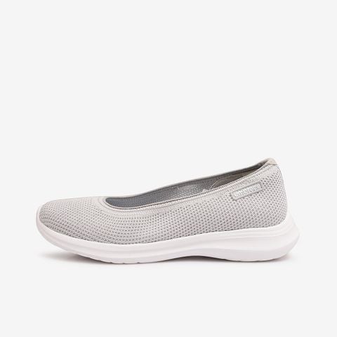 Giày búp bê nữ Bitis Embrace màu xám quai vải dệt Knit co giãn đế đúc IP siêu nhẹ BBW004100XAM chính hãng