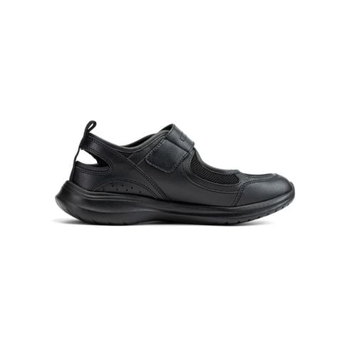 Giày búp bê nữ Bitis Glowy màu đen full quai vải lưới phối da si quai dán đế IP siêu nhẹ BBW004600DEF chính hãng
