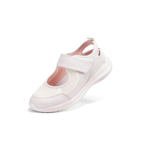 Giày búp bê nữ Bitis Glowy màu hồng quai vải lưới phối da si quai dán đế IP siêu nhẹ BBW004600HOG chính hãng