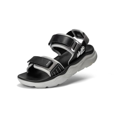 Giày sandal teen nam Biti's Helio màu đen quai lưới thoáng khí phối da si cao cấp in chữ nổi chính hãng BEB008300DEN