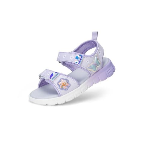 Giày sandal bé gái Bitis Lovely màu tím quai EVA phối da si hình cánh bướm hologram chính hãng BEG006100TIM