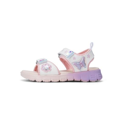 Giày sandal bé gái Bitis Lovely màu trắng quai EVA phối da si hình cánh bướm hologram chính hãng BEG006100TRG