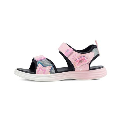 Giày sandal bé gái Bitis Cool màu hồng quai lưới phối da si họa tiết ngôi sao năng động chính hãng BEG007800HOG