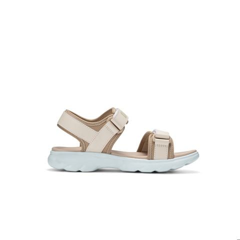 Giày sandal bé gái Biti's Basic màu kem đậm phối trắng quai lưới thoáng khí da si cao cấp chính hãng BEG008000KED