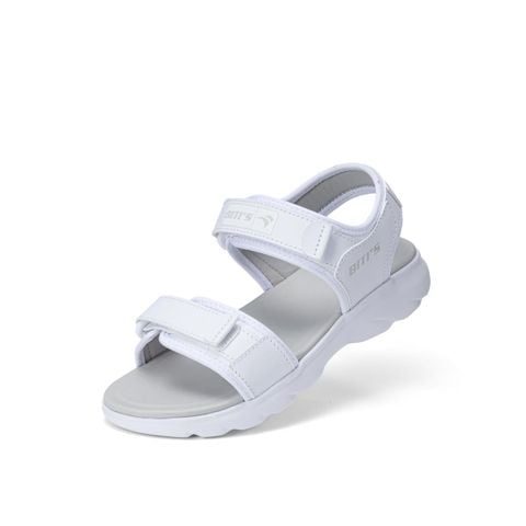 Giày sandal bé gái Biti's Basic màu trắng full phối lòng xám quai lưới thoáng khí da si cao cấp chính hãng BEG008000TRF