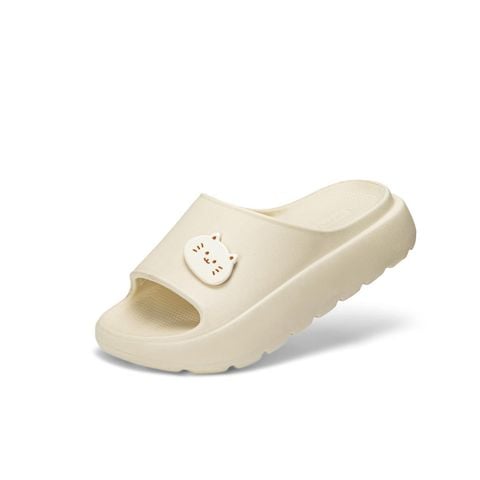 Dép Eva bé gái Bitis Lovely màu kem đúc nguyên khối quai ngang đính charm mặt mèo đế bánh mì siêu nhẹ BEG008500KEM