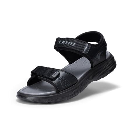 Giày sandal nam Biti's City màu đen quai dán chất liệu vải thun phối da Si Nubuck chính hãng BEM004600DEF