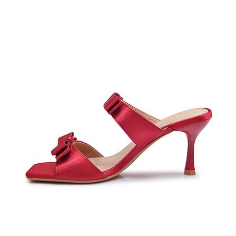  Sandal Cao Gót Biti's Nữ Gắn Nơ Màu Đỏ BFW008288DOO 