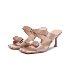  Sandal Cao Gót Biti's Nữ Gắn Nơ Màu Kem BFW008288KED 