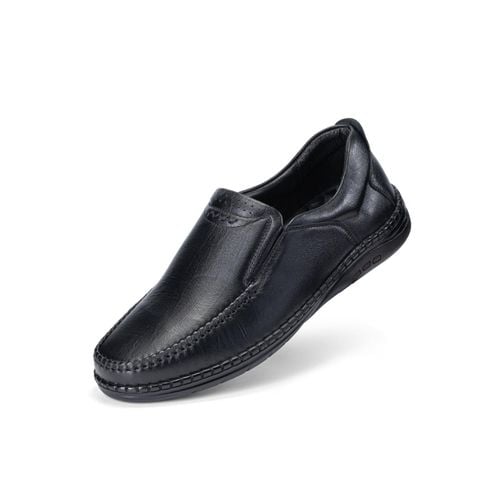 Giày tây nam Bitis Gent màu đen chất liệu da thật cao cấp kiểu dáng giày lười công sở sang trọng BMM002777DEN