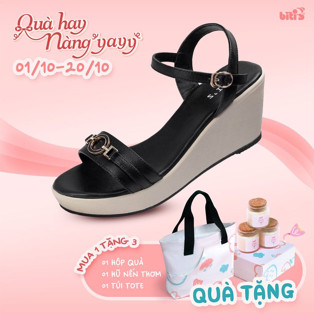  Sandal Đế Xuồng Biti's Nữ Màu Đen BPW005688DEN 