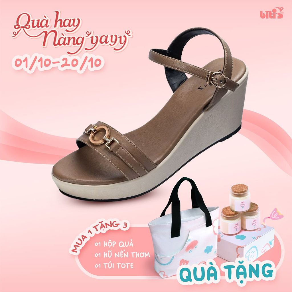  Sandal Đế Xuồng Biti's Nữ Màu Nâu BPW005688NAU 