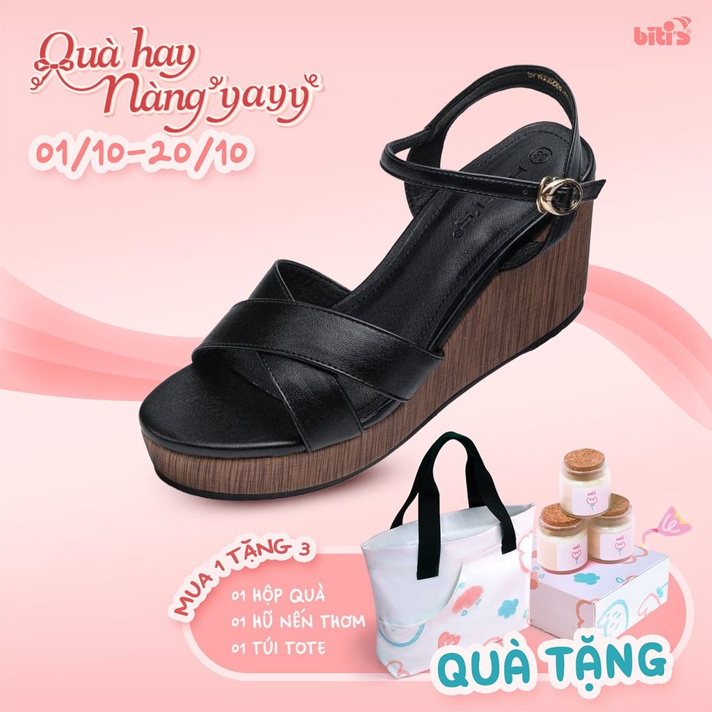  Sandal Đế Xuồng Biti's Nữ Màu Đen BPW006288DEN 