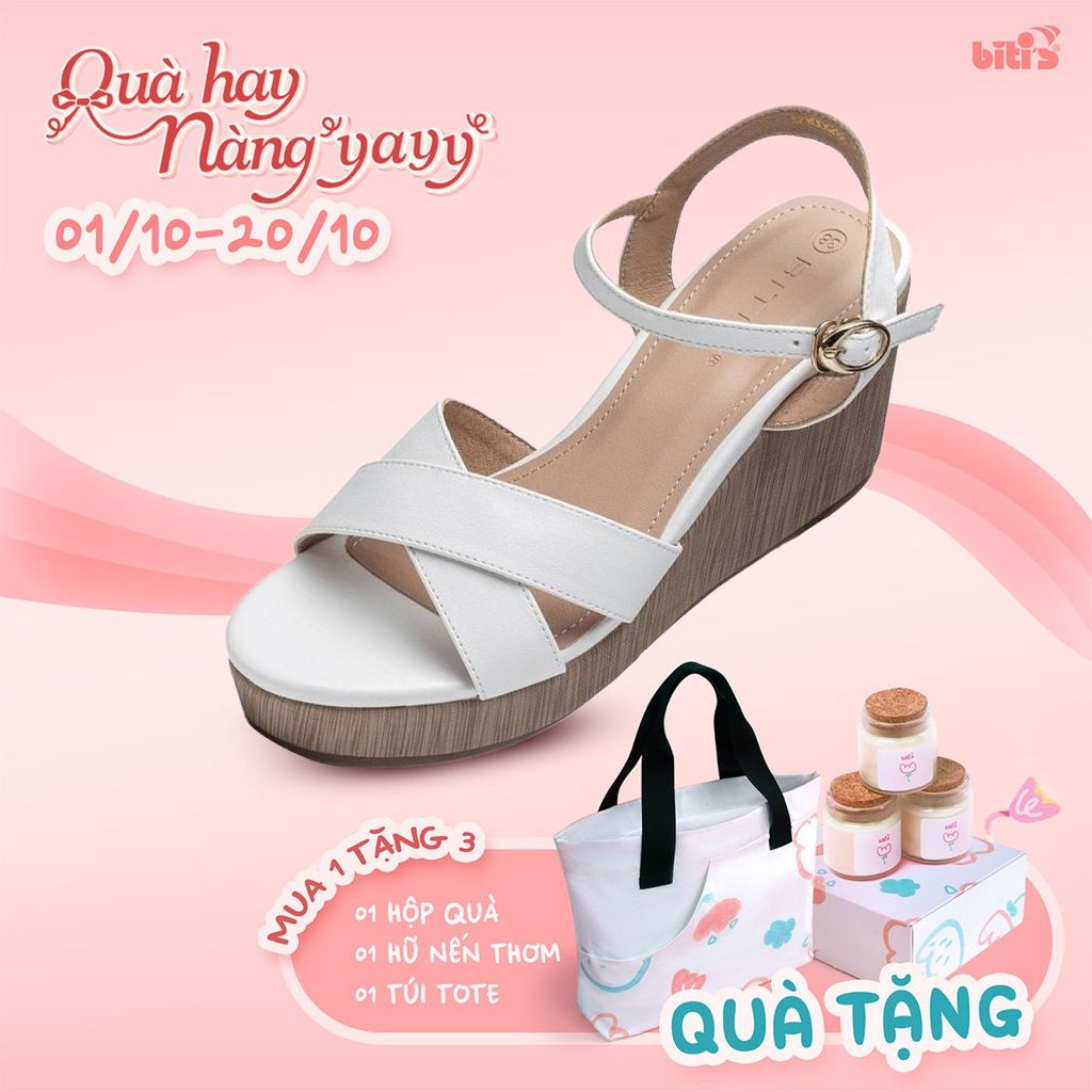  Sandal Đế Xuồng Biti's Nữ Màu Trắng BPW006288TRG 