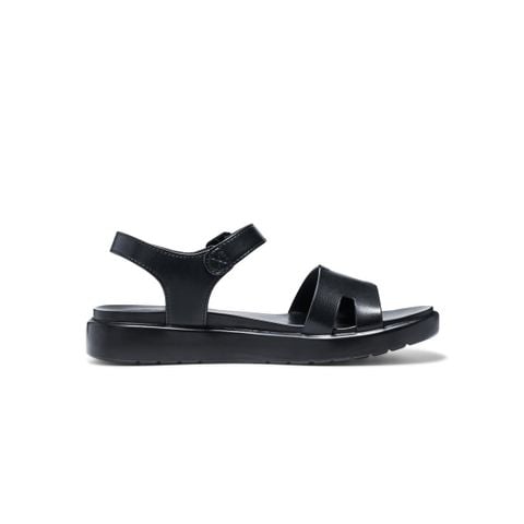 Giày sandal nữ Bitis Sandy màu đen quai da si PU khoét chữ H phối quai hậu dán đế PU siêu nhẹ BPW007800DEN chính hãng