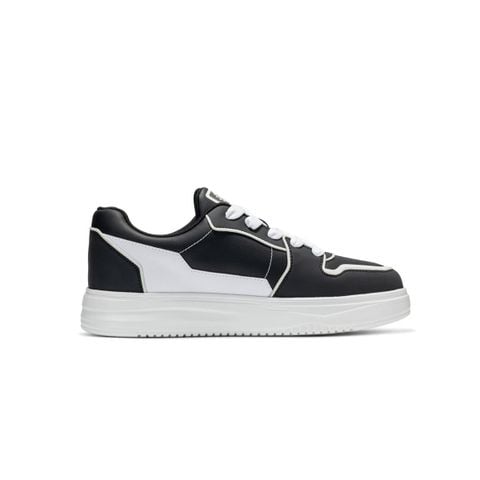 Giày thể thao teen nam nữ Bitis Helio màu đen quai da si in chữ trắng đế đúc IP siêu nhẹ chính hãng BSB010800DEN