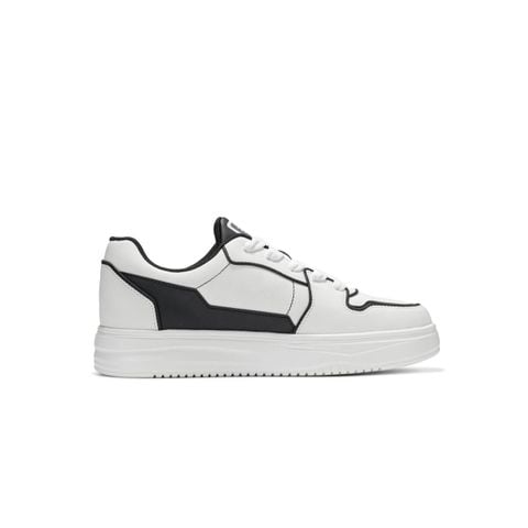 Giày thể thao teen nam nữ Bitis Helio màu trắng quai da si in chữ đen đế đúc IP siêu nhẹ chính hãng BSB010800TRG