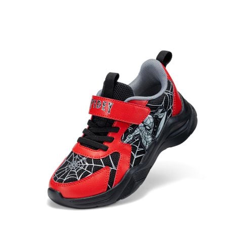 Giày thể thao bé trai Bitis Spiderman màu đỏ quai vải lưới phối da si quai dán đế IP siêu nhẹ BSB011498DOO chính hãng