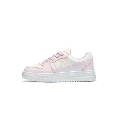Giày thể thao teen nữ Bitis Helio màu hồng lợt quai da si phối trắng đế đúc IP siêu nhẹ chính hãng BSG010800HOL