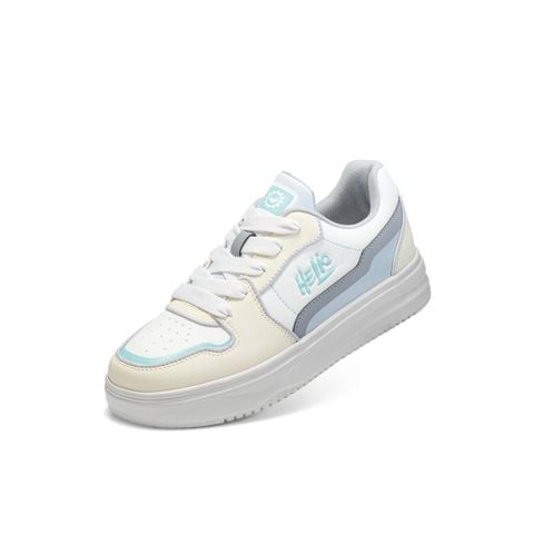 Giày thể thao teen nữ Bitis Helio màu xám quai da si phối trắng xanh lơ đế đúc IP siêu nhẹ chính hãng BSG010800XAM