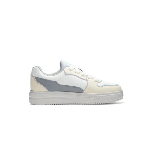 Giày thể thao teen nữ Bitis Helio màu xám quai da si phối trắng xanh lơ đế đúc IP siêu nhẹ chính hãng BSG010800XAM