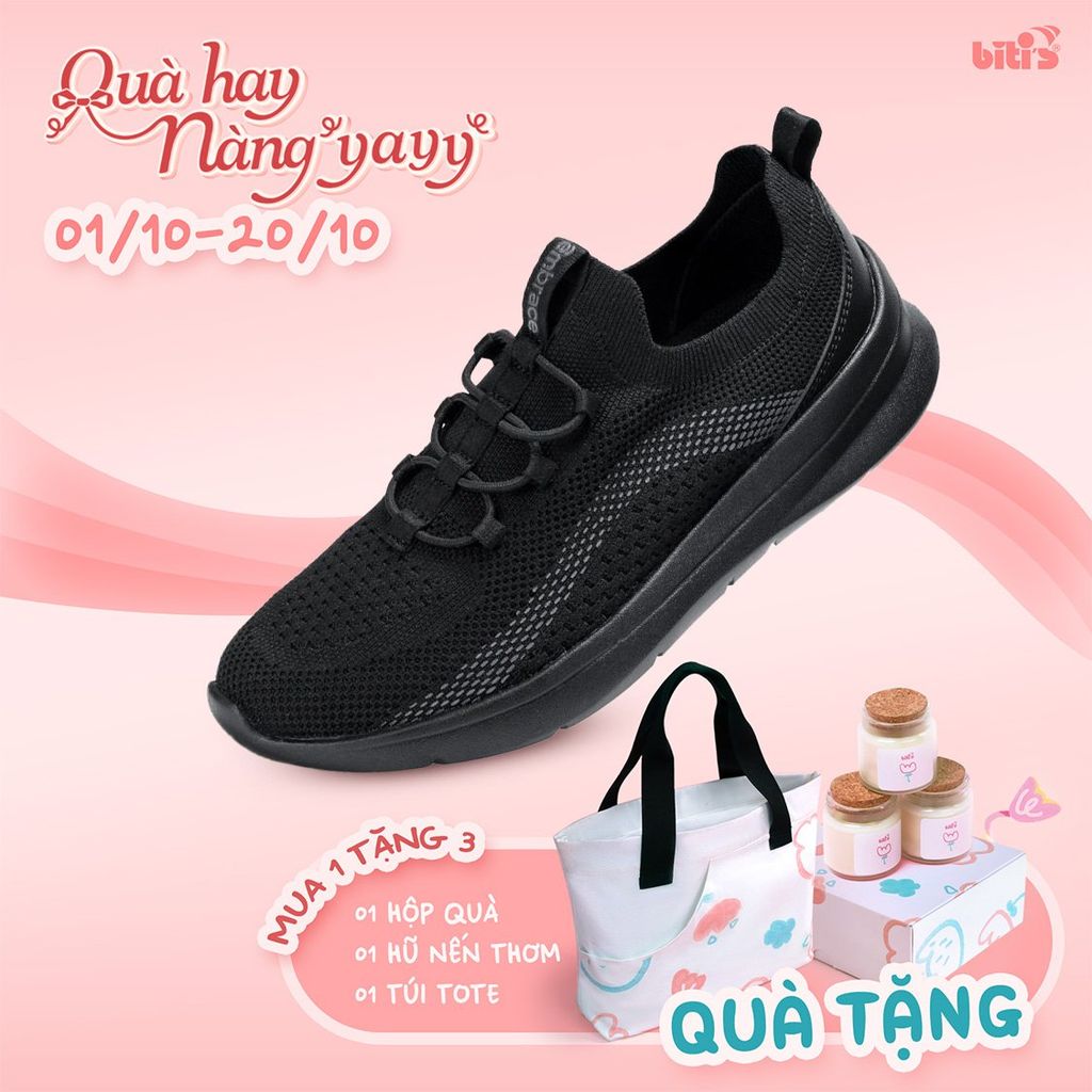  Giày Thể Thao Biti's Êmbrace Nữ Màu Đen BSW003001DEN 