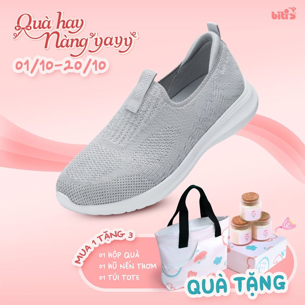  Giày Thể Thao Biti's Êmbrace Nữ Màu Xám BSW004800XAM 