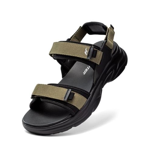 Giày sandal nam Biti's Hunter màu xanh rêu quai vải dù bản rộng phối da si cao cấp lót đệm êm chân chính hãng HEM001300REU