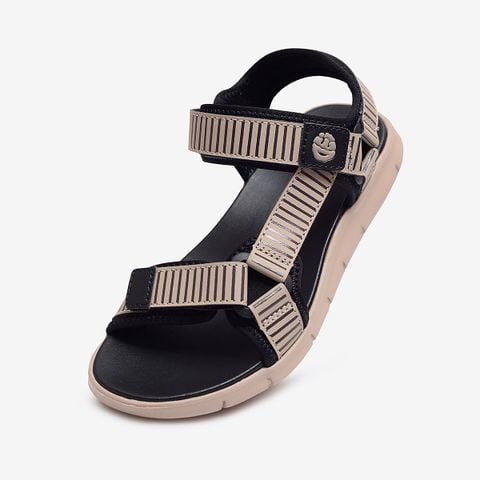Giày sandal nam Biti's Hunter 4All màu nâu quai dán chất liệu vải dù phối da Si dập gân nổi chính hãng HEM002700NAU