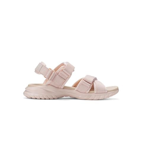 Giày sandal nữ Biti's Hunter City màu hồng lợt quai lưới dệt si thun co giãn chính hãng HEW002500HOL