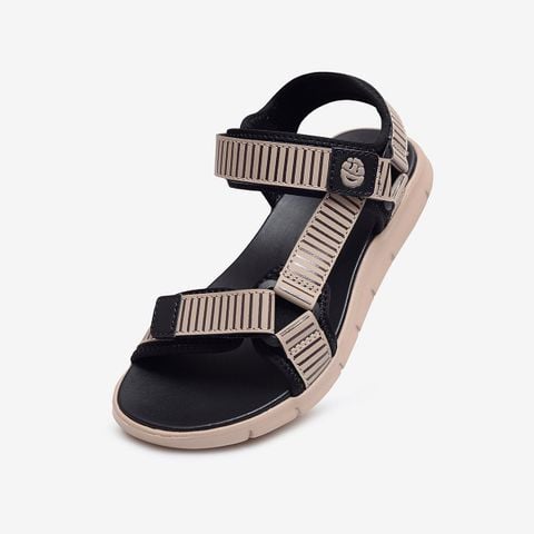 Giày sandal nữ Biti's Hunter 4All màu nâu quai dán chất liệu vải dù phối da Si dập gân nổi chính hãng HEW002700NAU