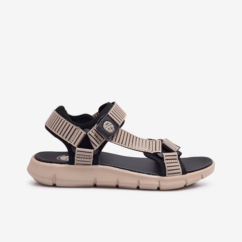 Giày sandal nữ Biti's Hunter 4All màu nâu quai dán chất liệu vải dù phối da Si dập gân nổi chính hãng HEW002700NAU
