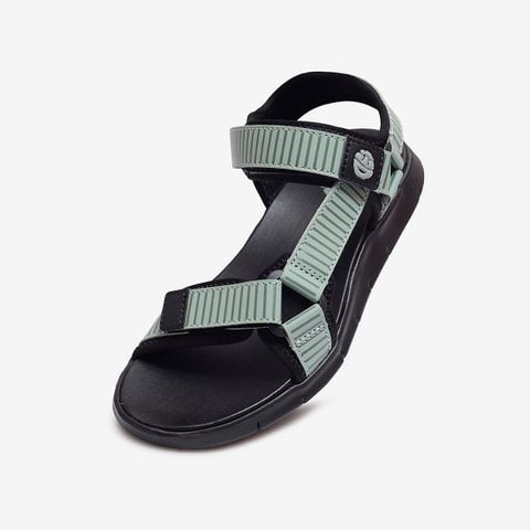 Giày sandal nữ Biti's Hunter 4All màu xanh rêu quai dán chất liệu vải dù phối da Si dập gân nổi chính hãng HEW002700REU