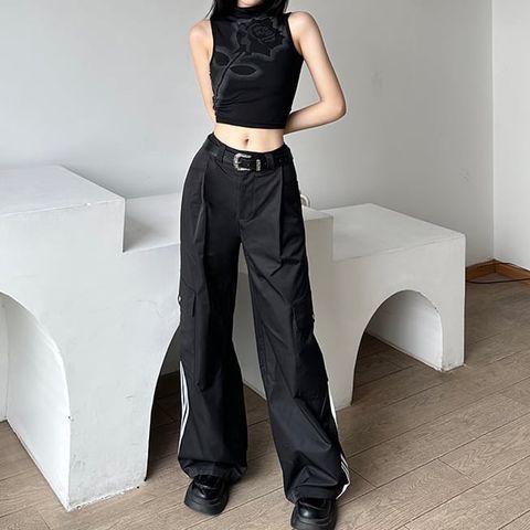  Quần Tây Ống Rộng Kẻ Sọc 7367 