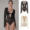 Bodysuit Ren Tay Loe Phối Viền Cổ V 7846