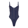 Bodysuit Denim Dáng Corset Phối Khóa Kéo 7871
