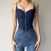 Bodysuit Denim Dáng Corset Phối Khóa Kéo 7871