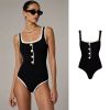 Swimsuit Cổ Vuông Phối Màu Tương Phản 7872