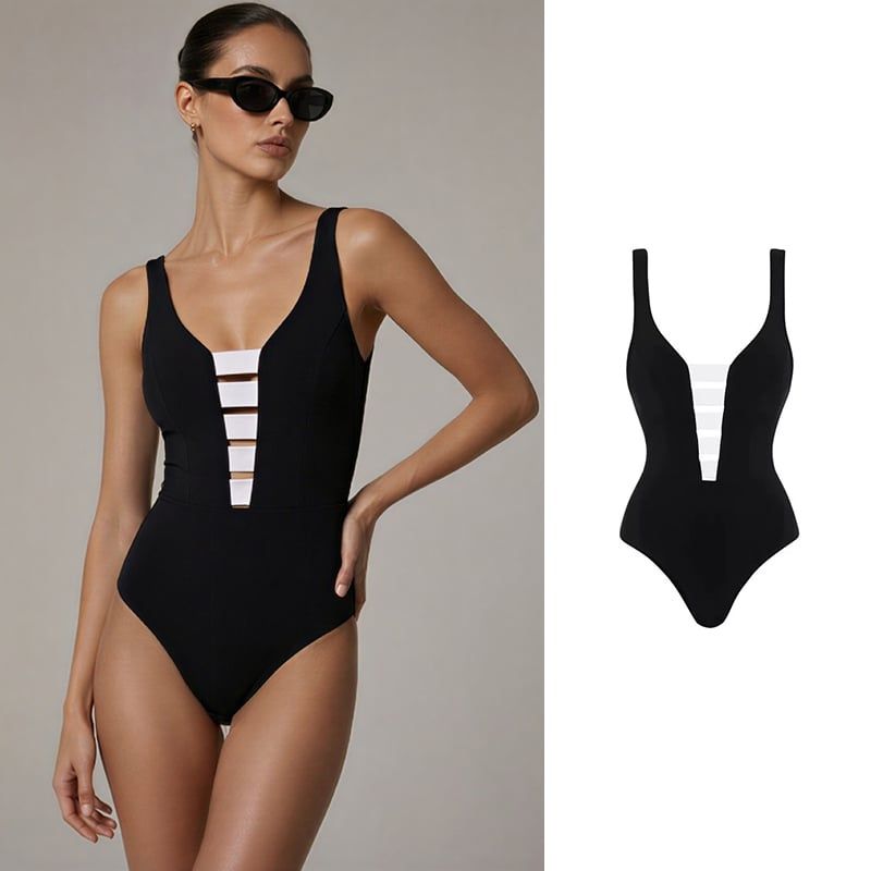 Swimsuit Cổ V Sâu Phối Dây Ngang 7874