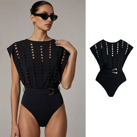  Swimsuit Họa Tiết Cắt Lỗ Kèm Đai 7875 