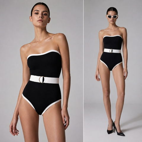  Bodysuit Cúp Ngực Viền Màu Tương Phản 7876 
