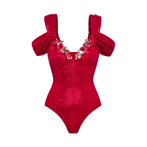  Bodysuit Cổ V Đính Đá Cao Cấp 7882 