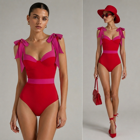  Bodysuit 2 Dây Phối Nơ Bản Lớn 7883 