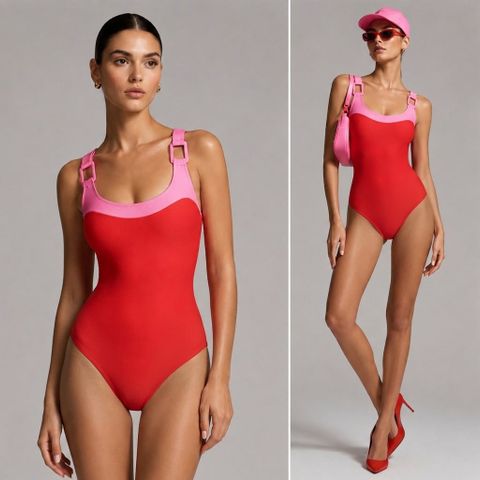  Bodysuit Cổ Vuông Phối Màu Viền Ngực 7884 