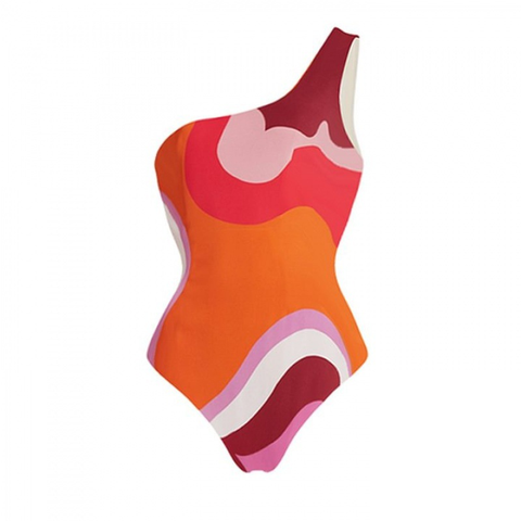  Bodysuit Một Vai Họa Tiết Sóng Cam 7886 