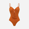 Swimsuit 2 Dây Thắt Nơ Hoạ Tiết Đục Lỗ 7896