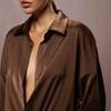 Bodysuit Sơ Mi Satin Cổ V Khoét Sâu 7898