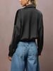 Bodysuit Sơ Mi Satin Cổ V Khoét Sâu 7898