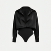 Bodysuit Sơ Mi Satin Cổ V Khoét Sâu 7898